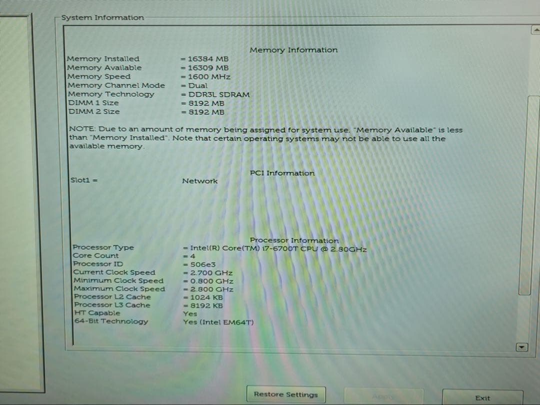 ミニPC DELL OptiPlex3040 i7-6700T 16GB SSD128GB