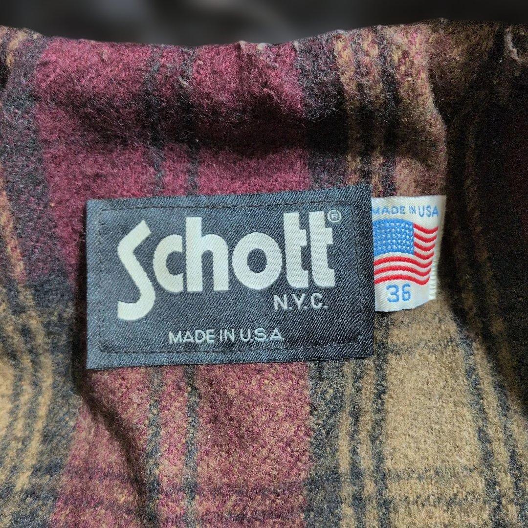 美品ショット681トラッカージャケット36黒裏地チェック　生地ネル