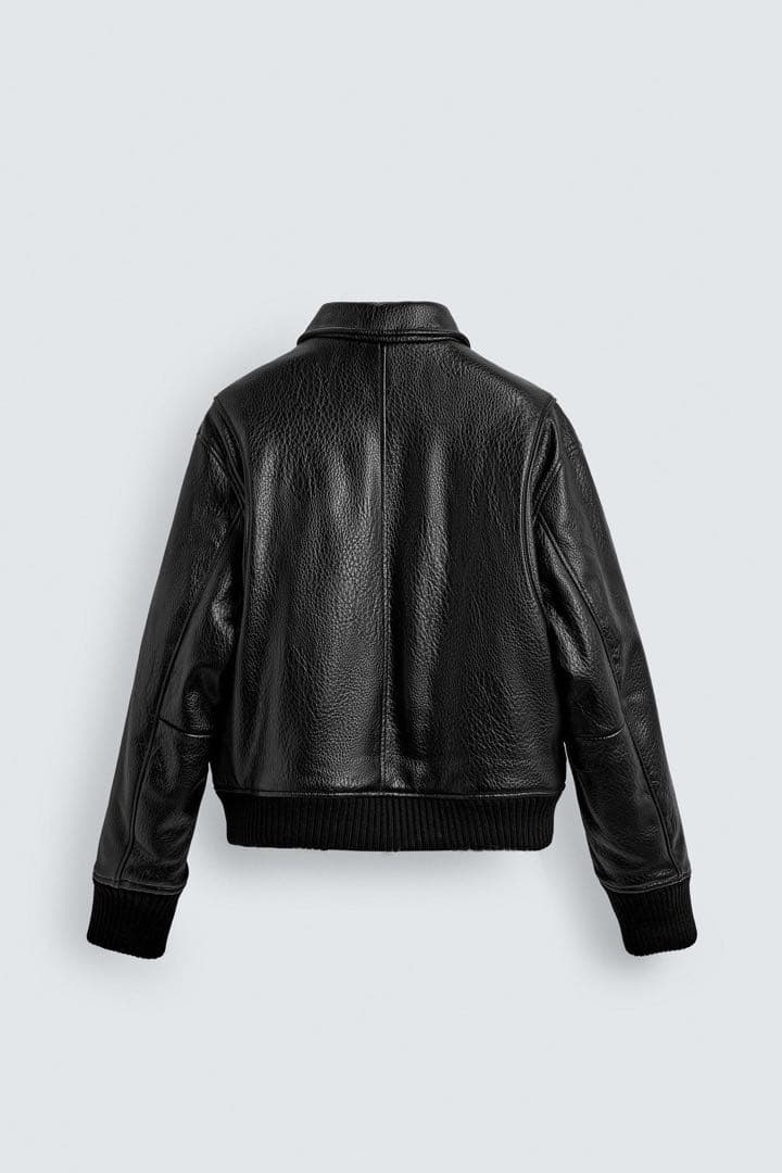 今期モデル ZARA フェイクレザージャケット 短丈 ボンバー ジャケット S