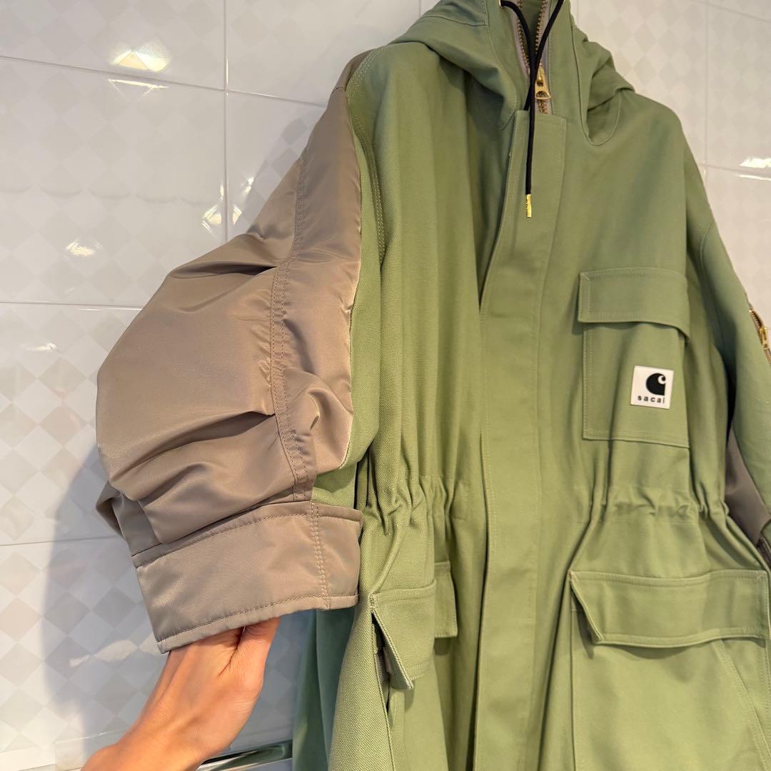 sacai×Carhartt サカイ　ライトグリーン モッズコート サイズ2