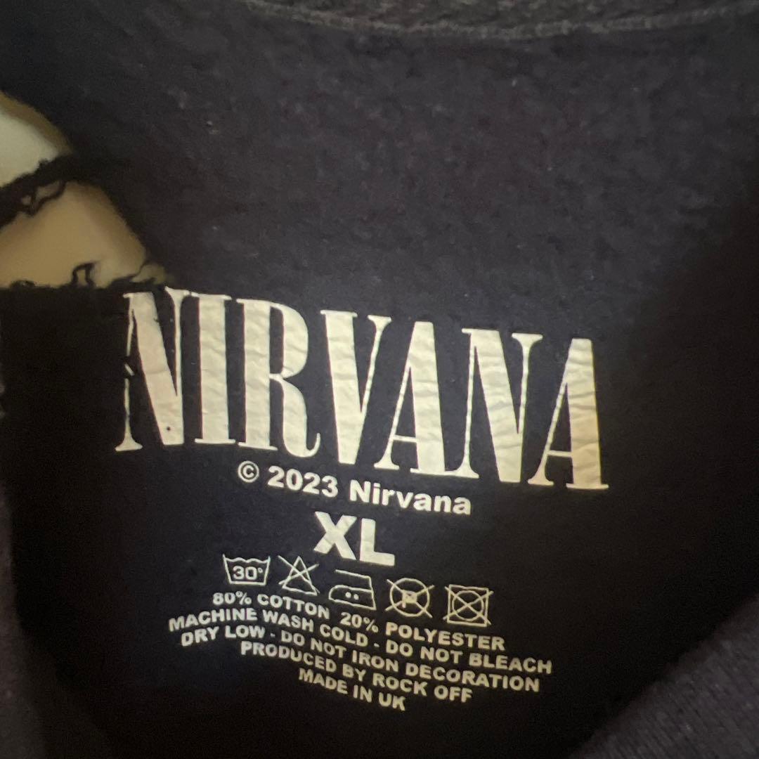 THRIFTY LOOK Worn-Out Band Crew ネイビー XL