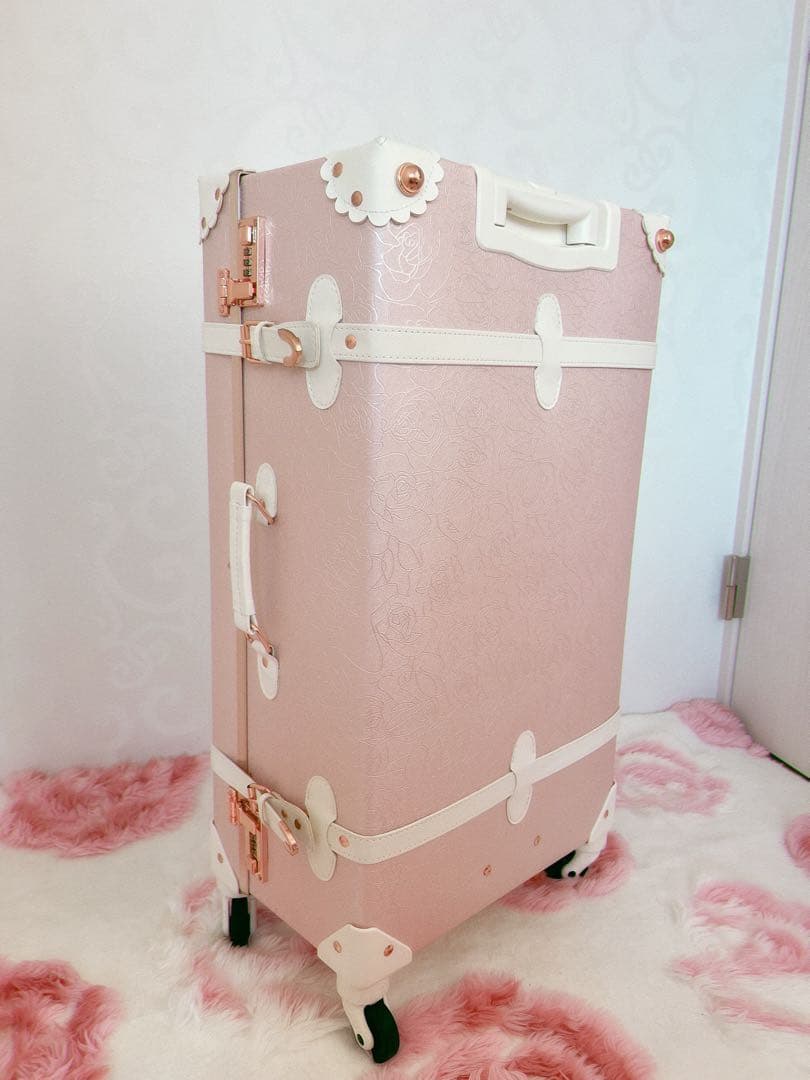 ꒦꒷❤︎mërö❤︎꒷꒦の　キャリーケース　XL ピンク 透明カバー付き