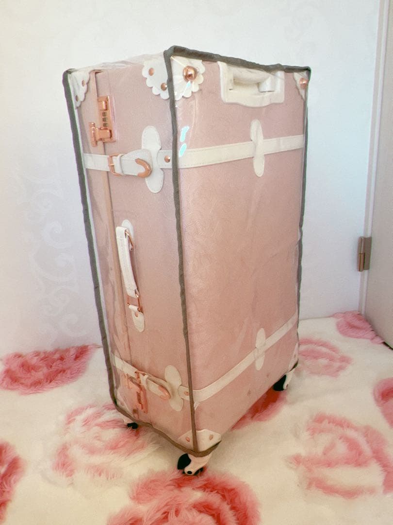 ꒦꒷❤︎mërö❤︎꒷꒦の　キャリーケース　XL ピンク 透明カバー付き