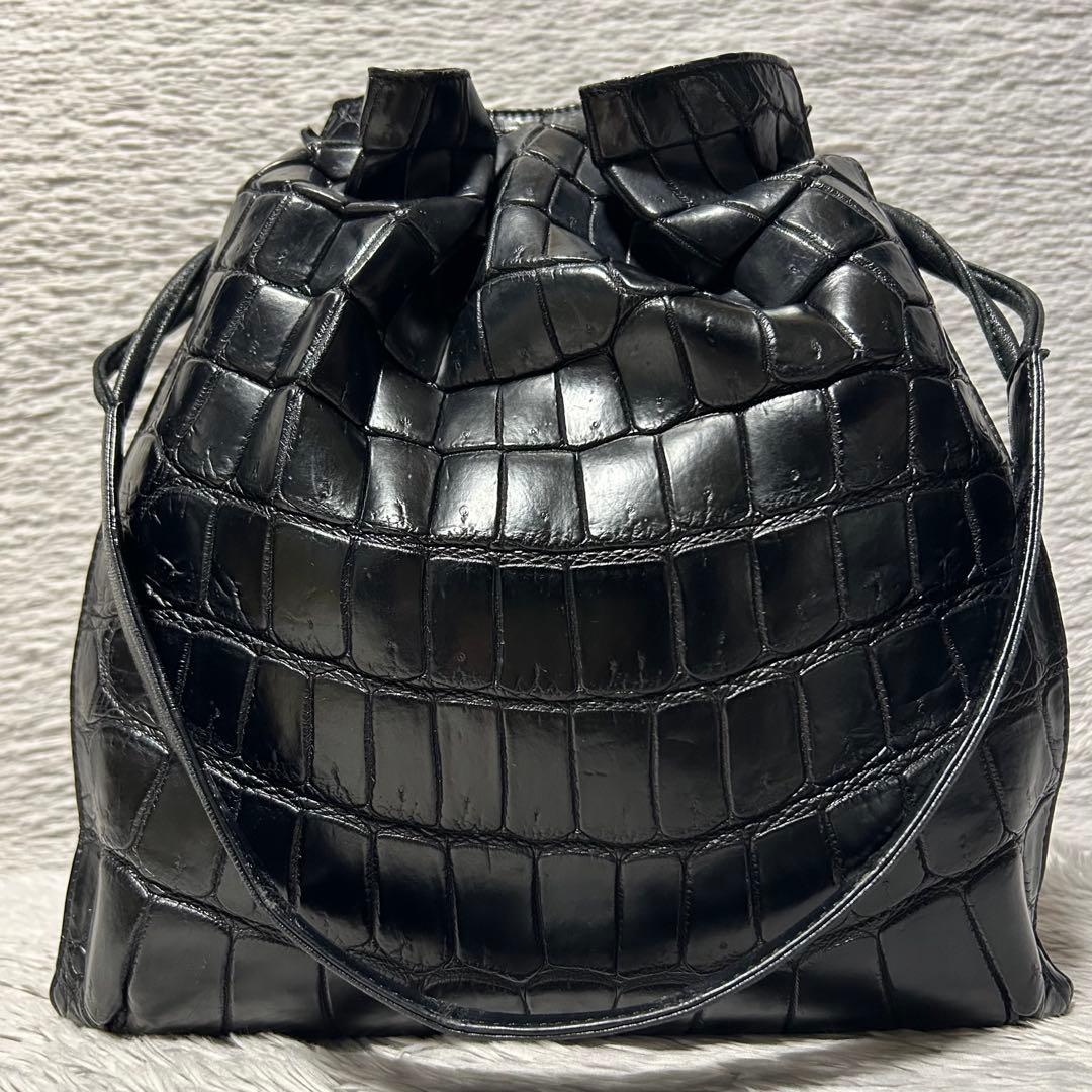 TAIRS テアーズ クロコダイル ショルダーバッグ　巾着型レザーバッグ