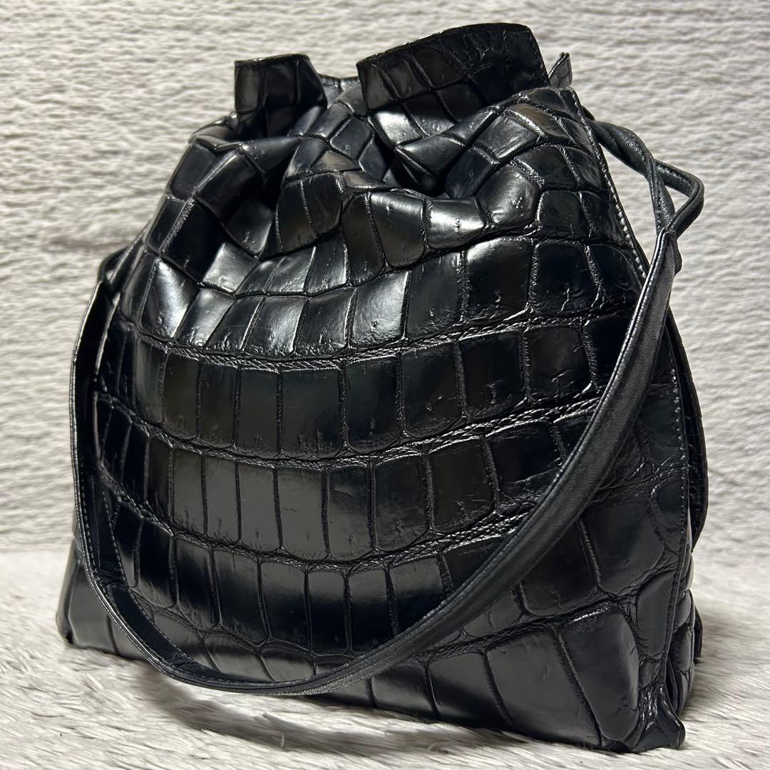 TAIRS テアーズ クロコダイル ショルダーバッグ　巾着型レザーバッグ