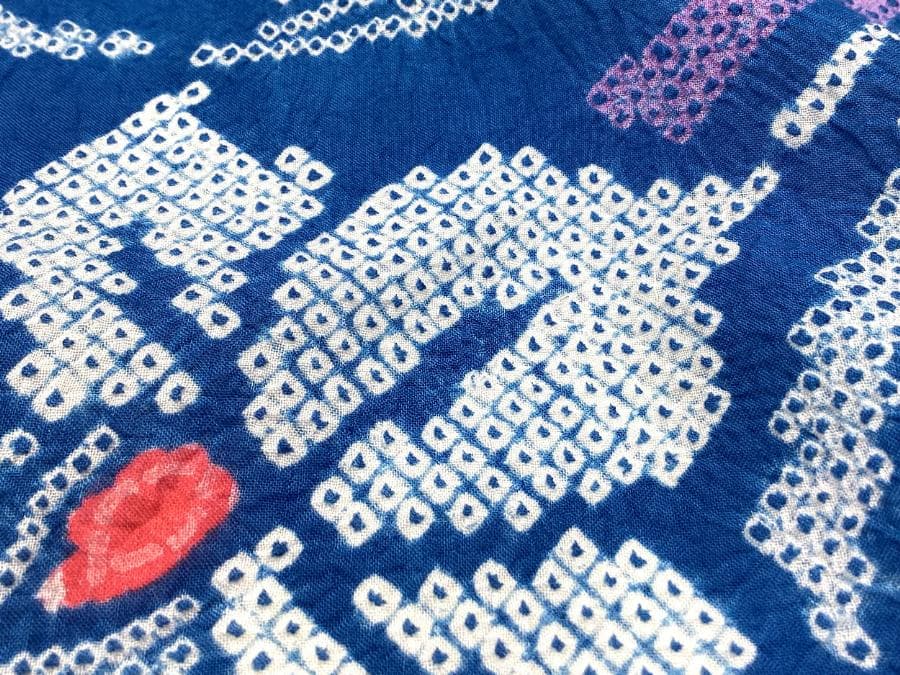 値下げ‼️ 213　中古品　綿　総絞り　ゆかた　有松鳴海絞り　手縫い　Sサイズ