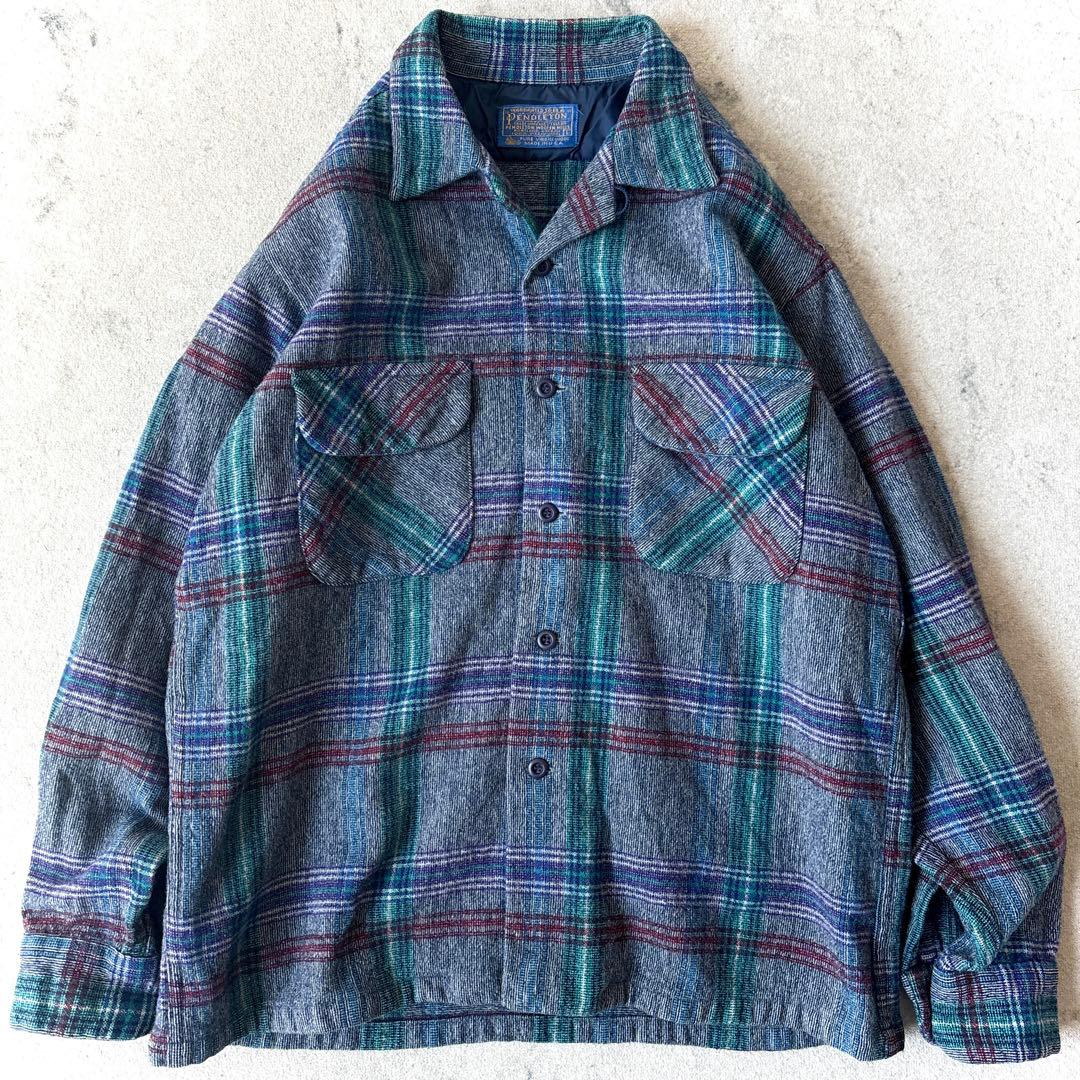 シ*ス様 70s ペンドルトン USA製 ウール 開襟 チェック ボードシャツ