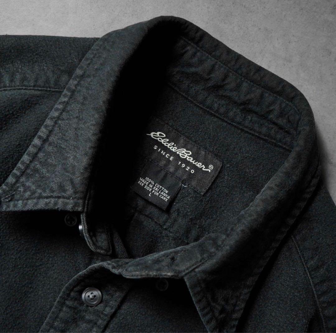 90s〜Eddie Bauer シャモアクロス　フランネル 長袖シャツ ブラック