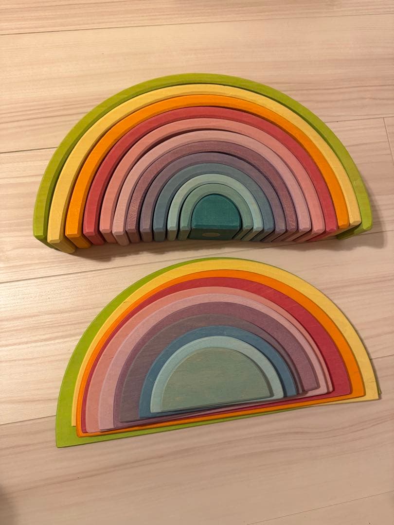 グリムス　GRIMM'S アーチレインボー　パステル　特大　半円セット　積み木