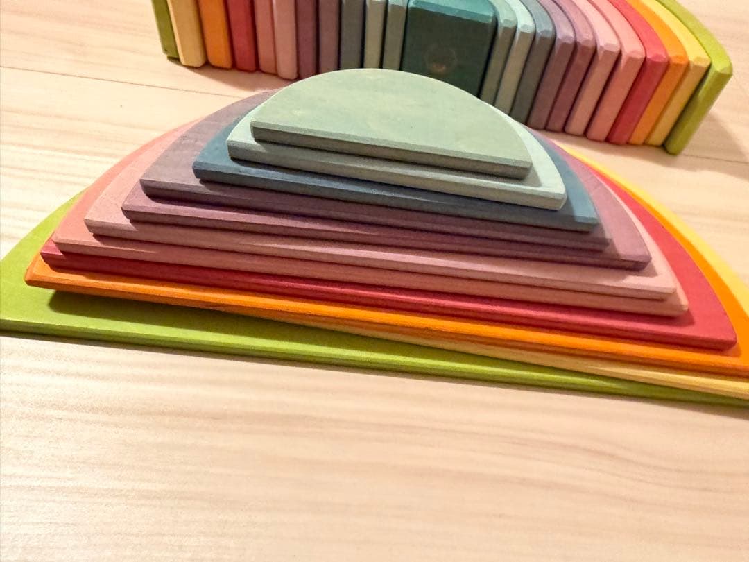 グリムス　GRIMM'S アーチレインボー　パステル　特大　半円セット　積み木