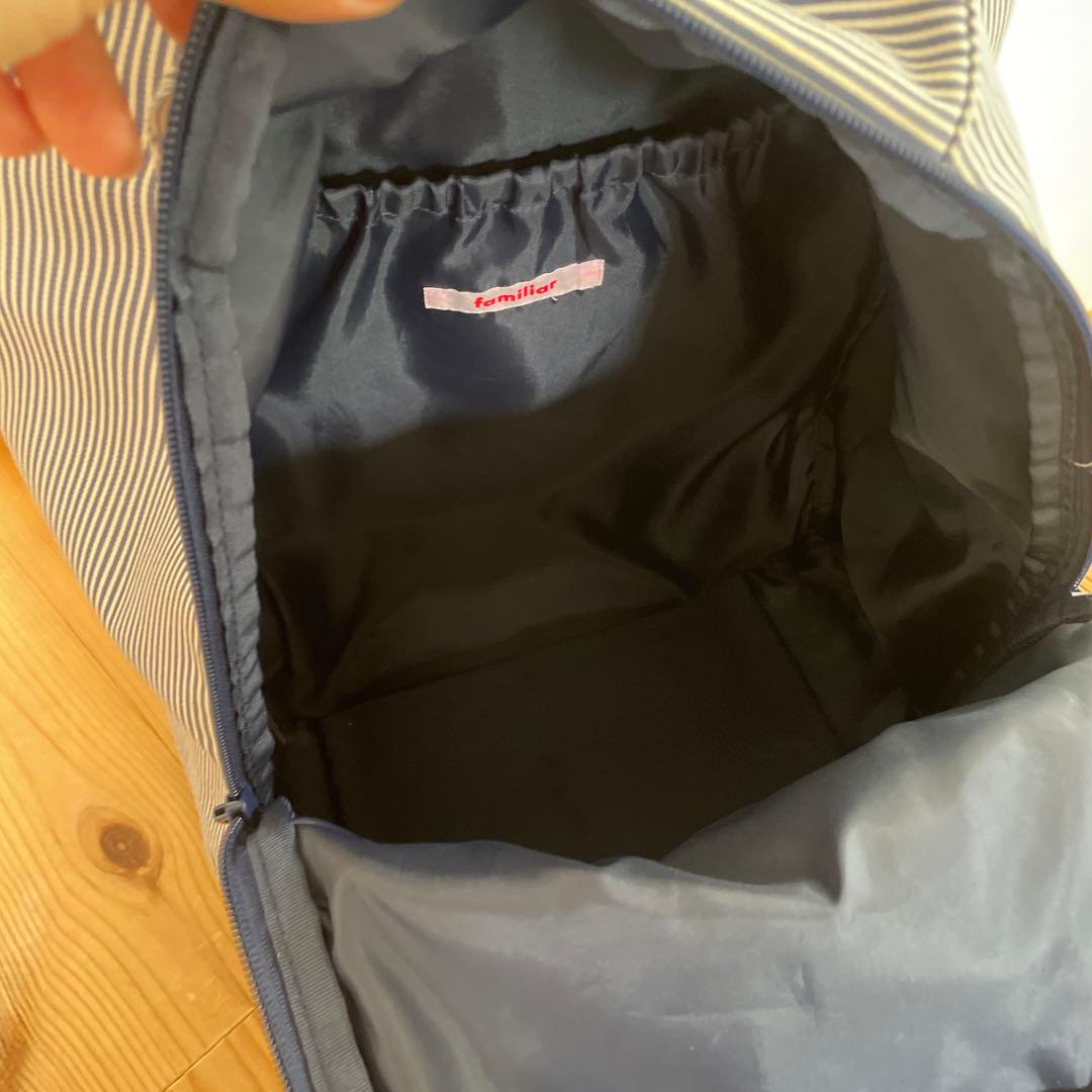 familiar リボンデザイン ストライプリュック