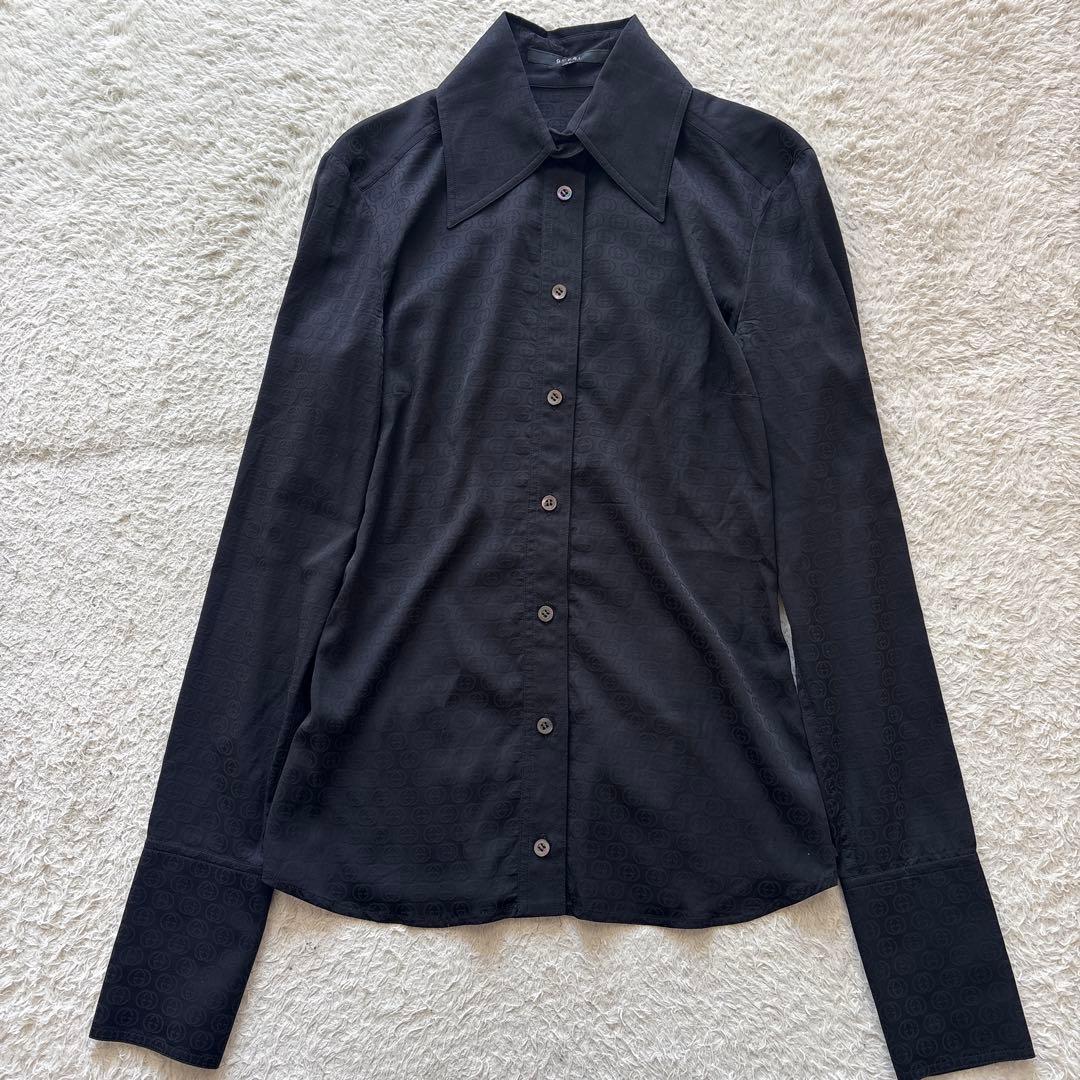 GUCCI グッチ　GG総柄　シルクシャツ　ブラック　オールド　00s