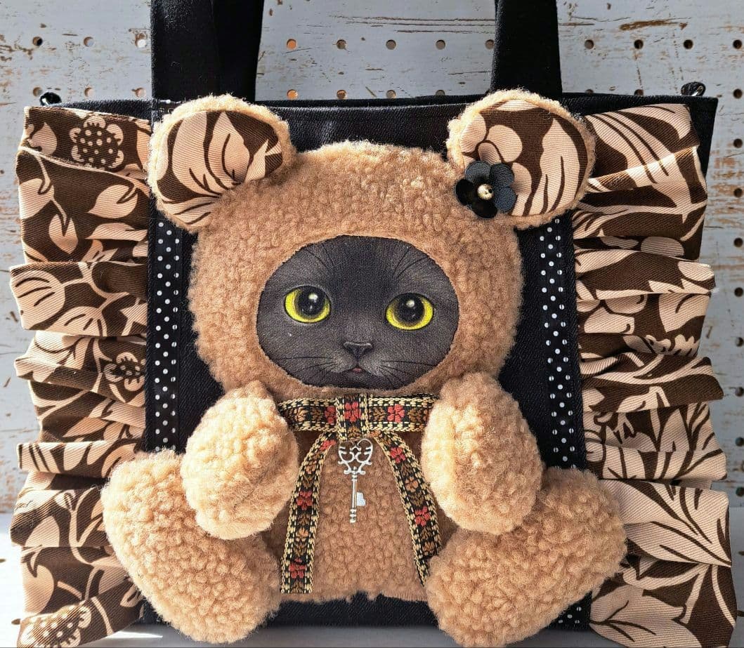 黒*こ様 コヤンイサムチョン　バミ　デニムリメイクフリルトートバッグ