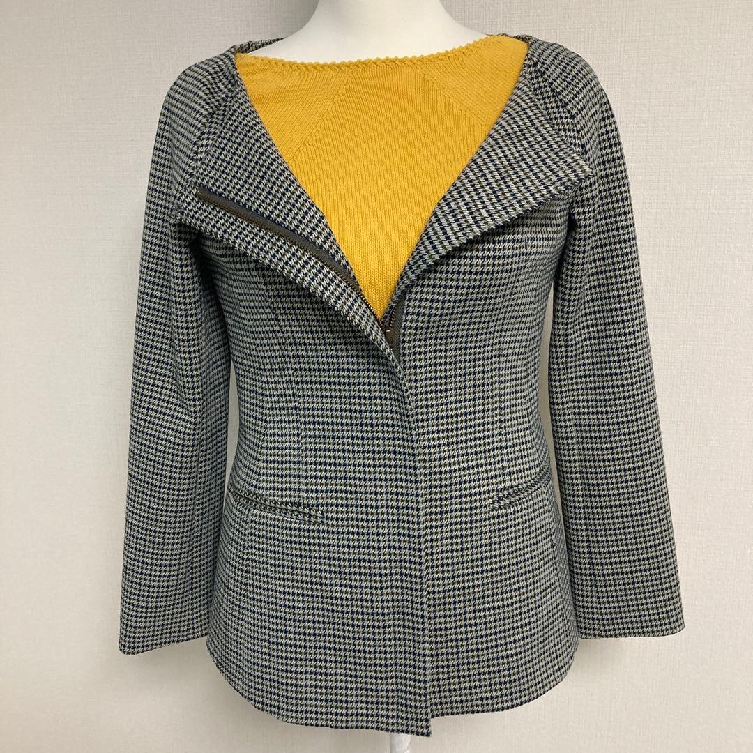 akiki アキキ チェックぺプラムジャケットFサイズ