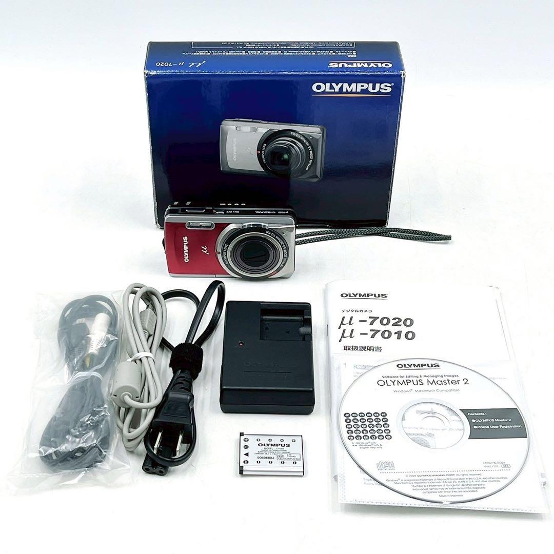ほぼ新品 付属品完備 オリンパス μ-7020 デジタルカメラ デジカメ レッド