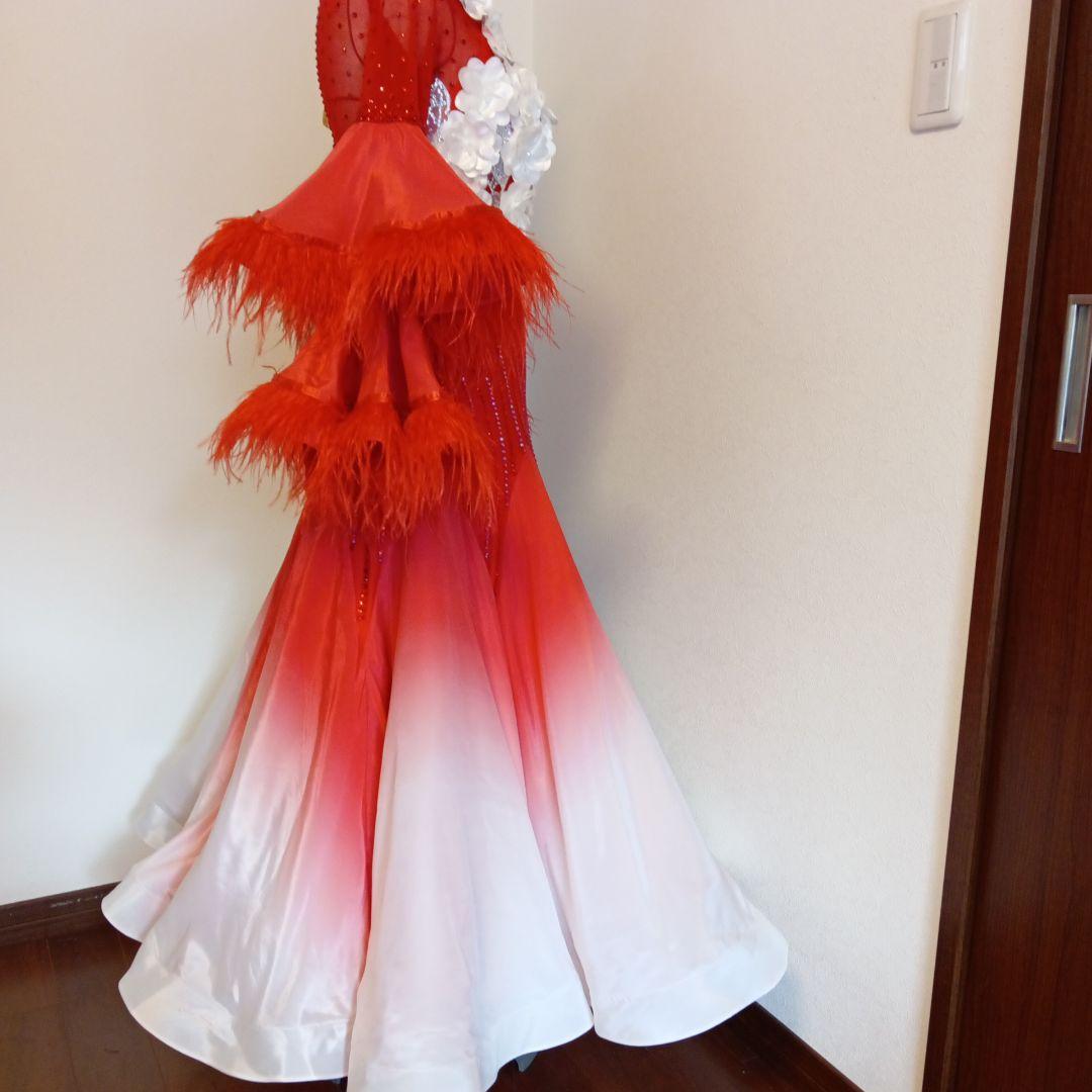 専用✨️豪華オーダー✨️社交ダンススタンダードドレス（Ｌサイズ）赤&白グラデー
