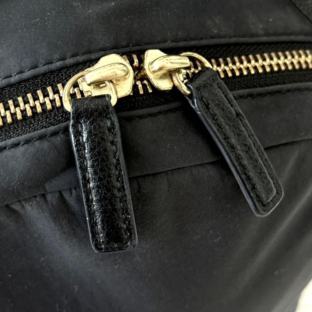 agnes b. アニエスベー ブラック ナイロンレザー バックパック リュック