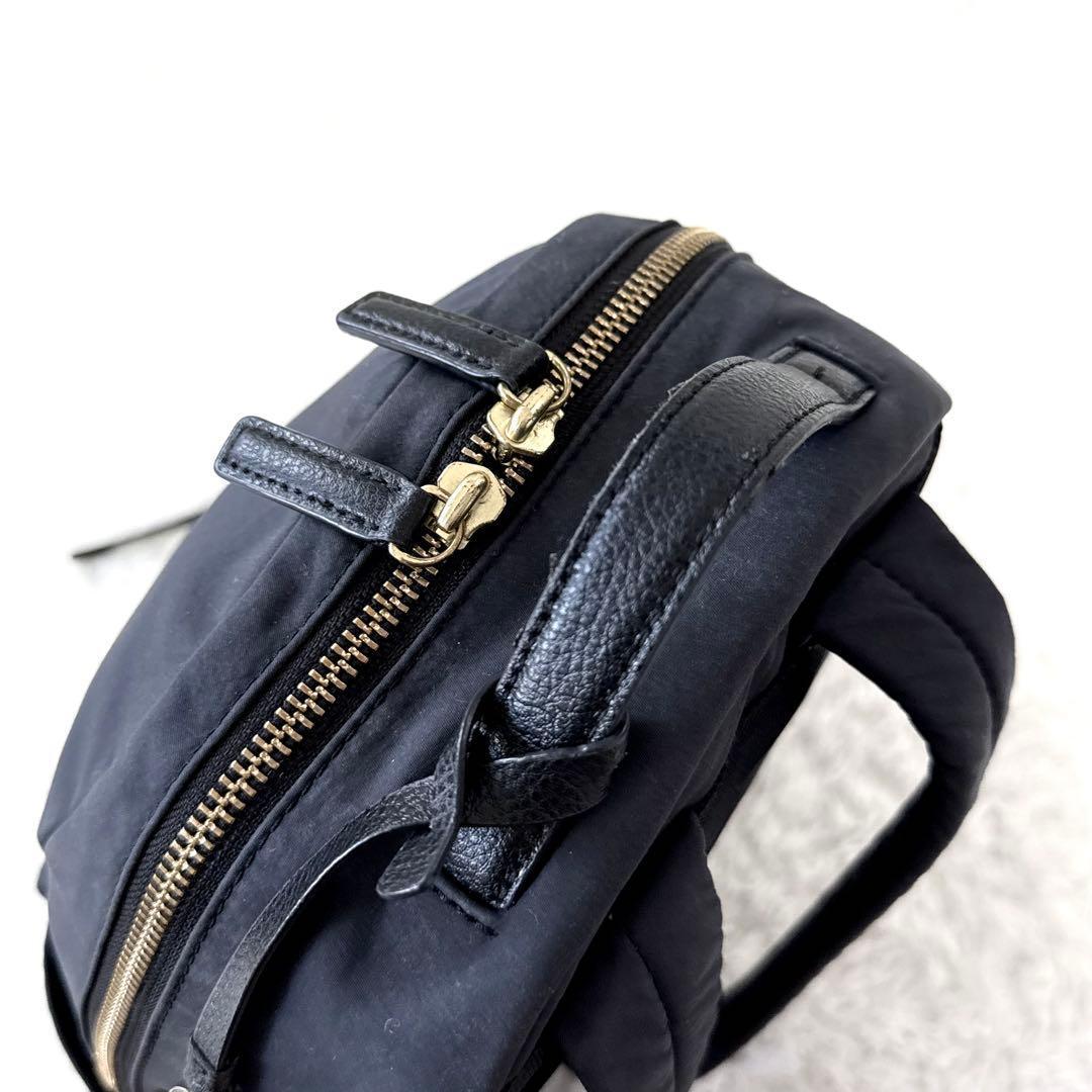 agnes b. アニエスベー ブラック ナイロンレザー バックパック リュック