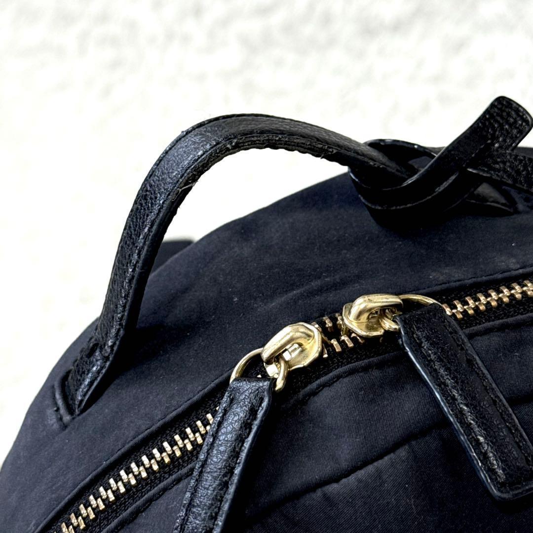 agnes b. アニエスベー ブラック ナイロンレザー バックパック リュック