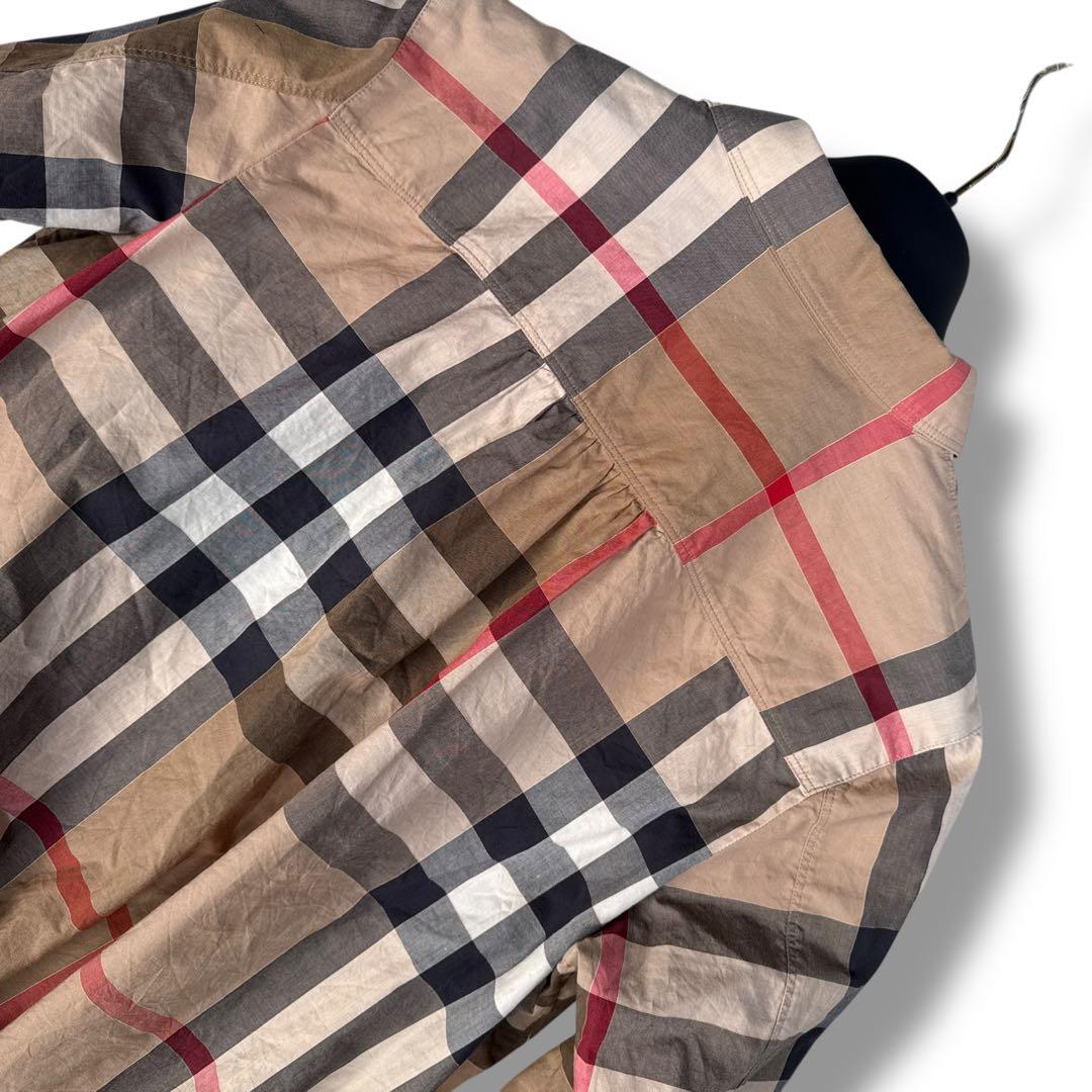 美品 バーバリーロンドン 大判メガチェック 刻印メタル金ボタン シャツ 長袖 M