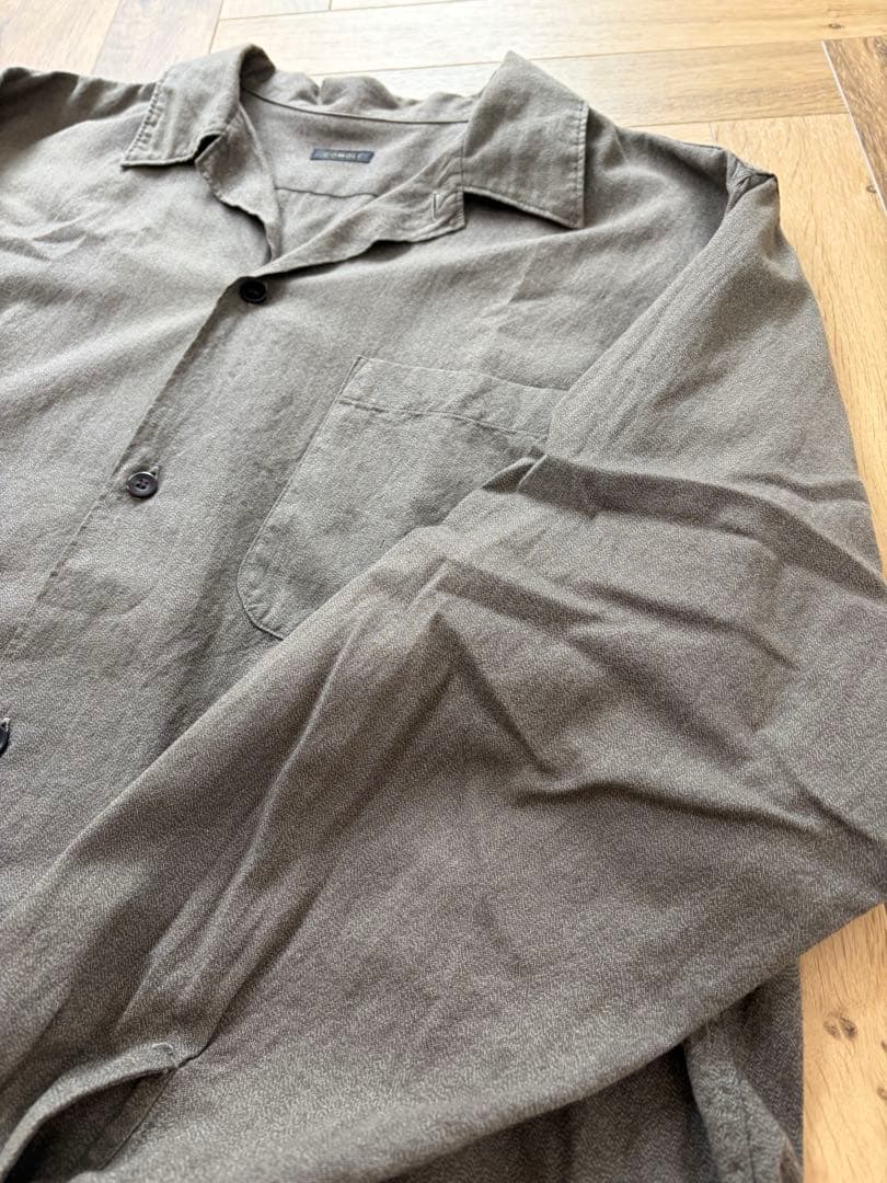 美品　22ss COMOLI コモリ　ヨリ杢オープンカラーシャツ　グレー　2