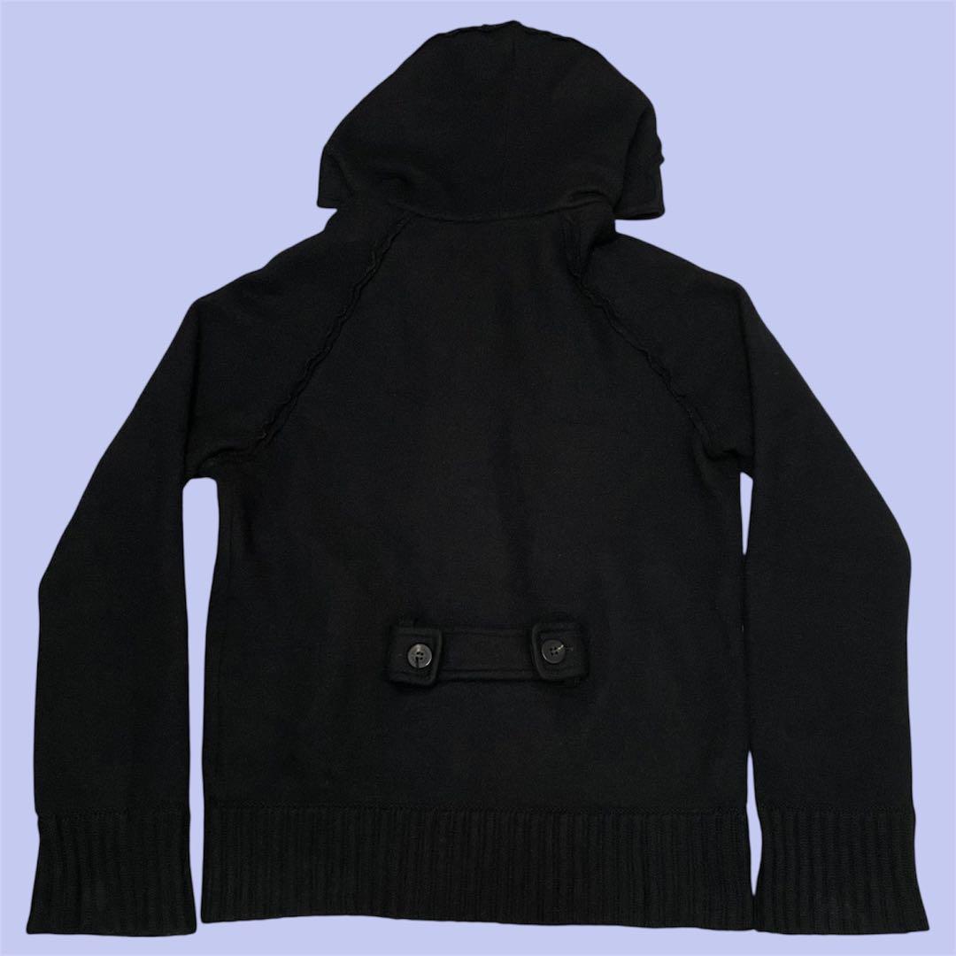 良品 バーバリーロンドン ウール ニット ダッフルコート ショート ブラック 黒