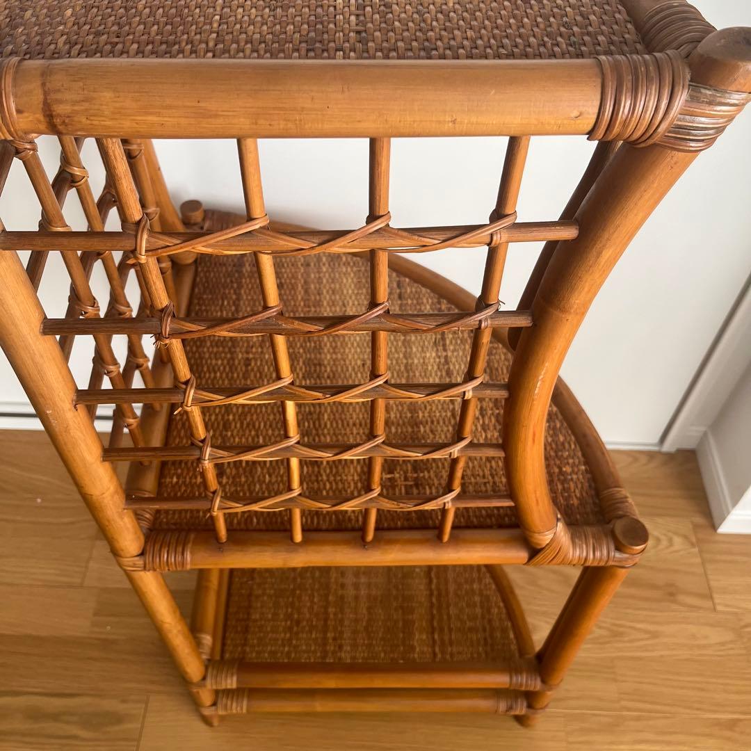 ラタン コーナーシェルフ 籐家具 3段 収納棚 ナチュラル 北欧風　ラック