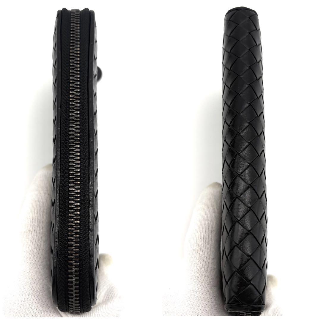 【美品】BOTTEGA　長財布　ラウンドジップ　イントレチャート　ラムレザー