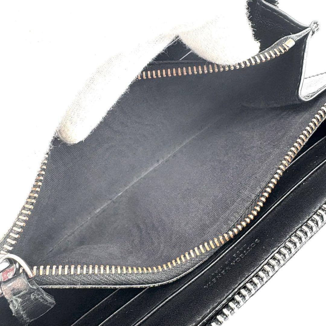 【美品】BOTTEGA　長財布　ラウンドジップ　イントレチャート　ラムレザー