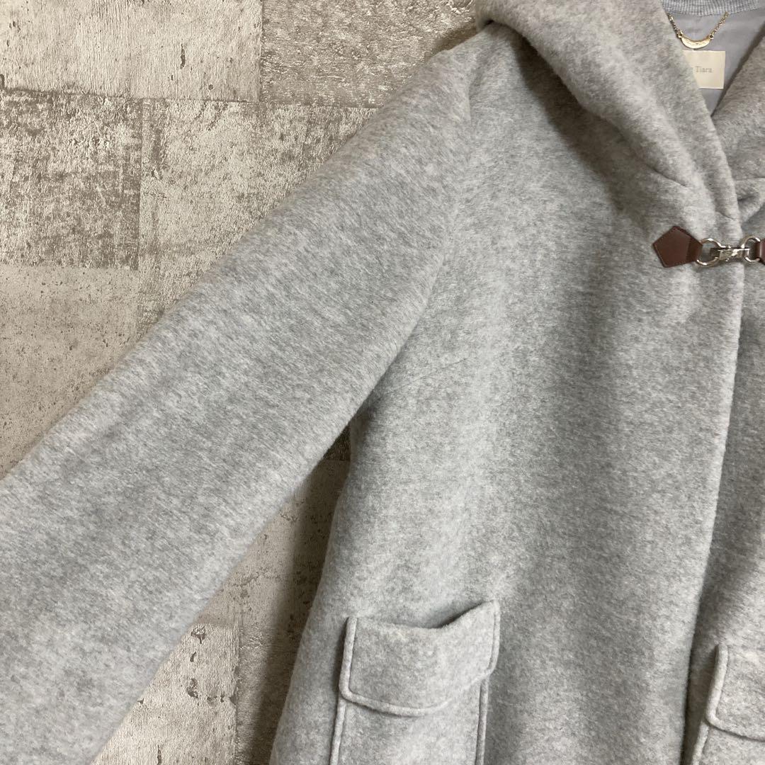 美品ROSE TIARA フーデットコート　ライトグレー　サイズ46 ダッフル