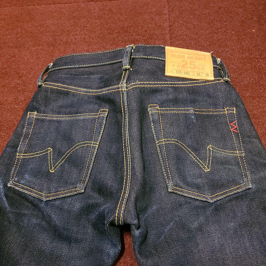 濃紺美品アインハート25oz28インチ革パッチ隠しリベットチェーンステッチ