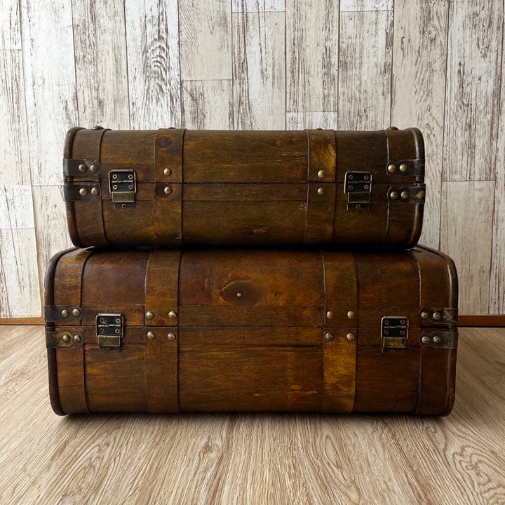 トランク大中2個セット インテリア 収納 アンティーク雑貨 撮影セット 雑貨