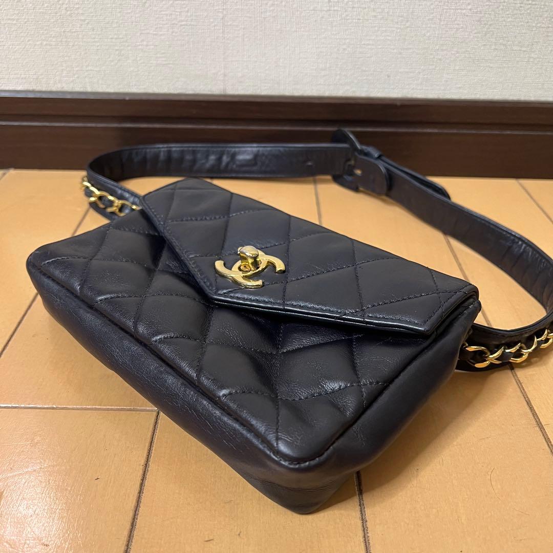 CHANEL シャネル ウエストポーチ マトラッセ ココマーク ターンロック