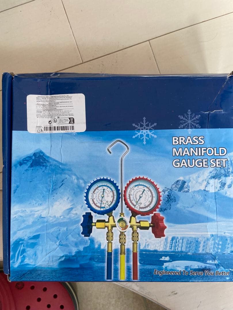 R410A冷媒とブラス製マニホールドゲージセット