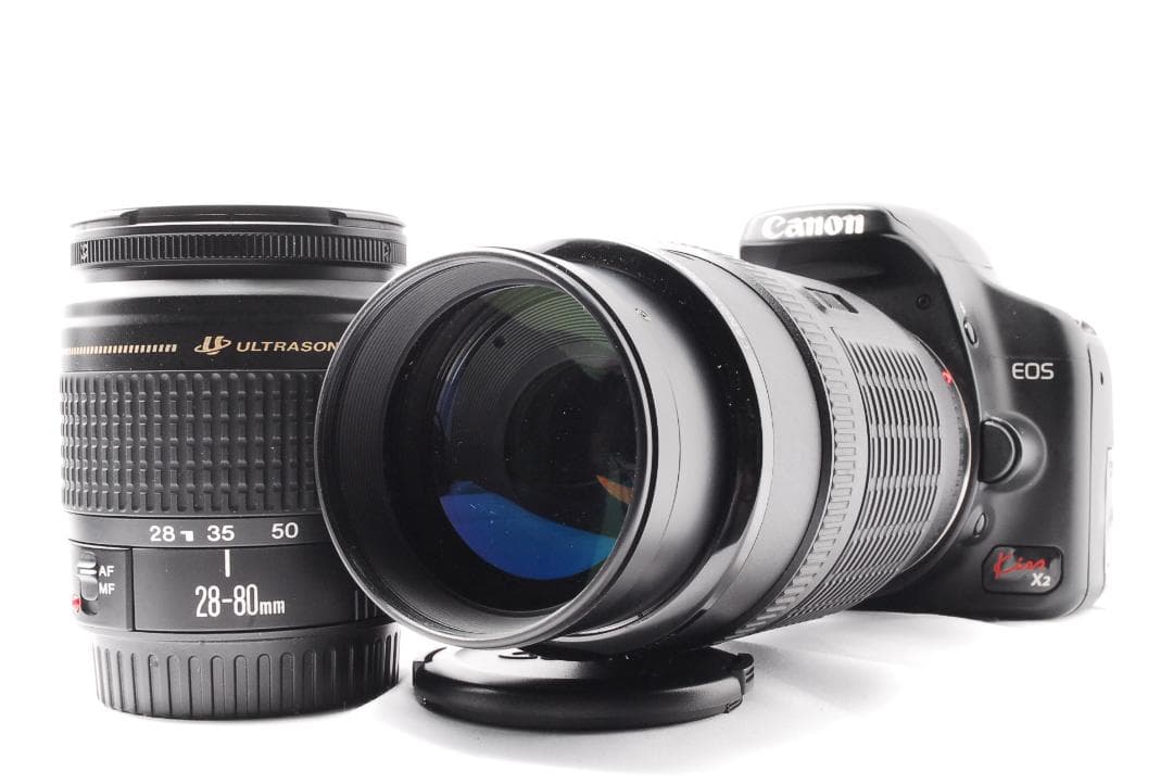 初心者⭐キャノン kiss X2⭐ダブルレンズセット⭐スマホ転送⭐バッグ付