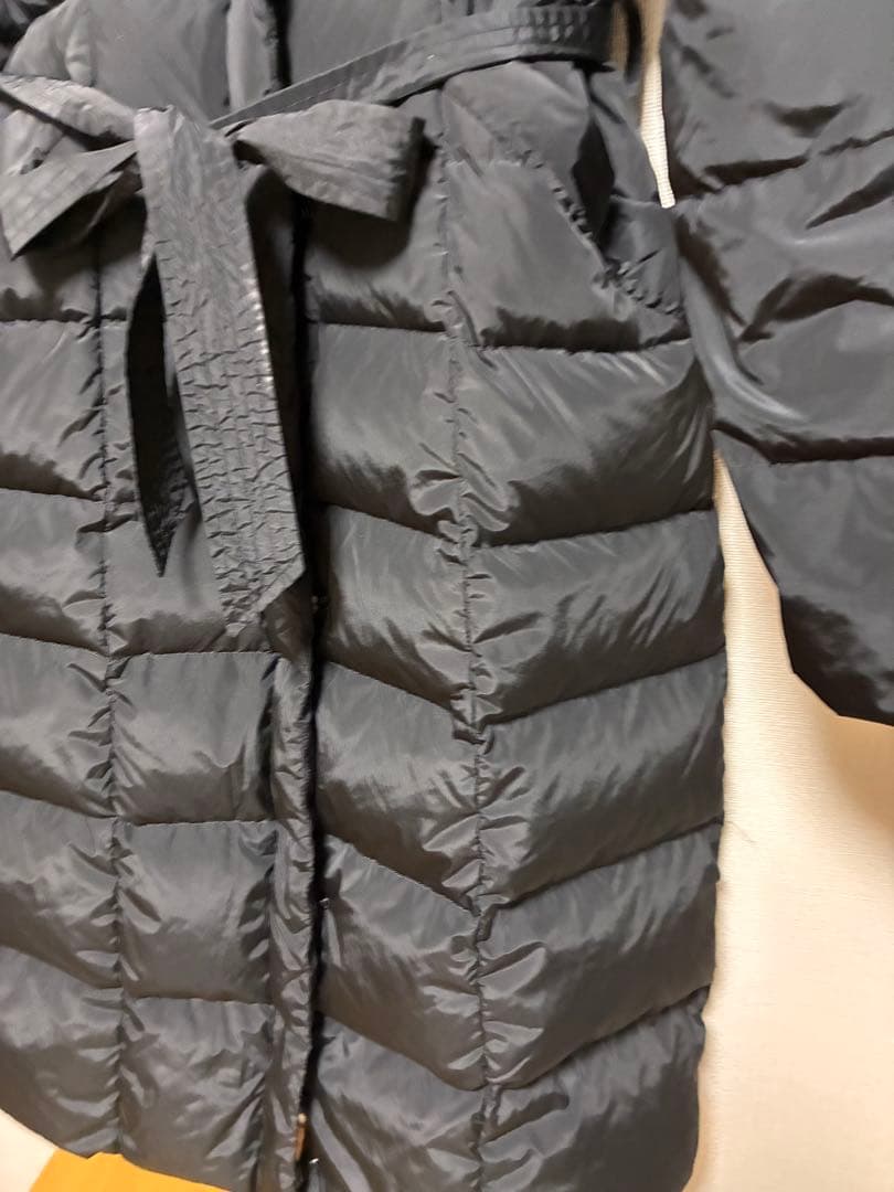 最終値下げ★美品★光沢黒ブラック超ロングダウンコート【Ｌ】Aライン！