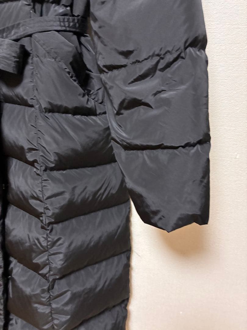 最終値下げ★美品★光沢黒ブラック超ロングダウンコート【Ｌ】Aライン！