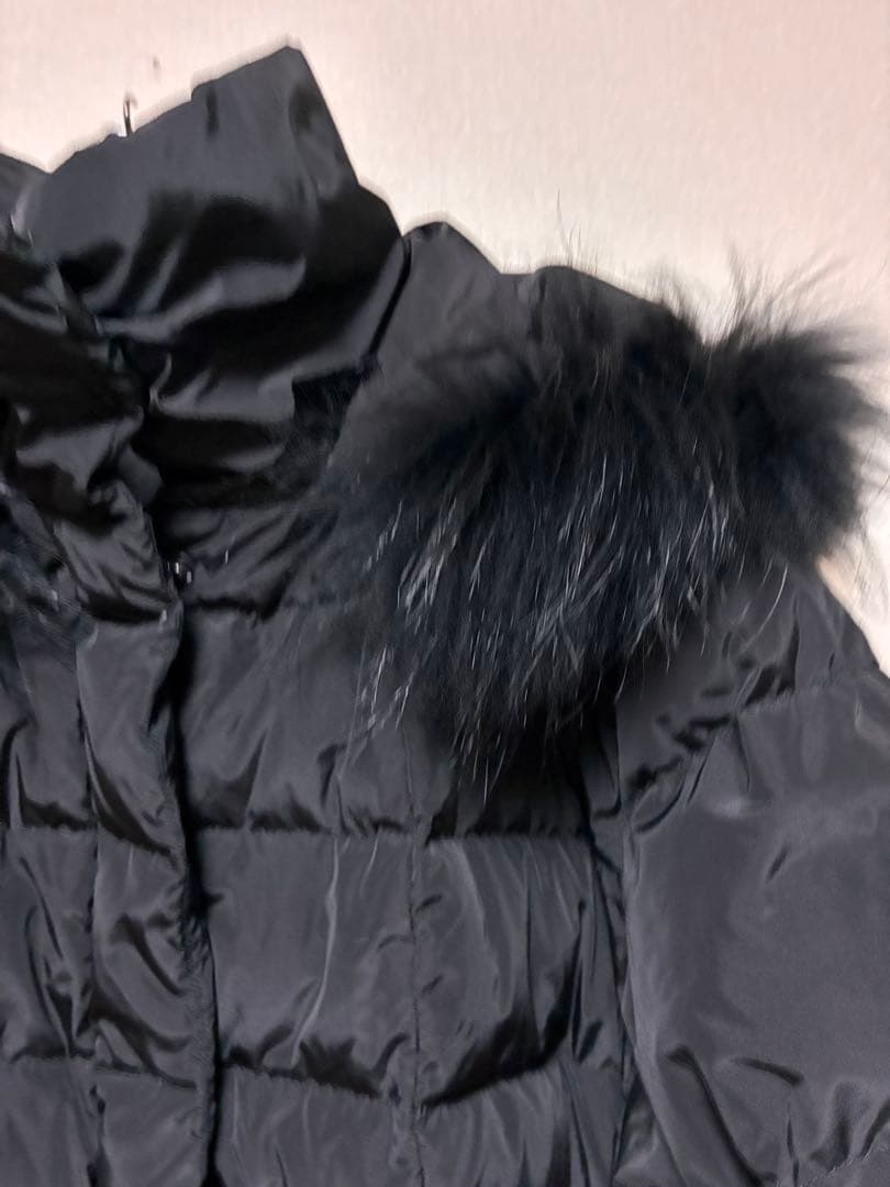 最終値下げ★美品★光沢黒ブラック超ロングダウンコート【Ｌ】Aライン！