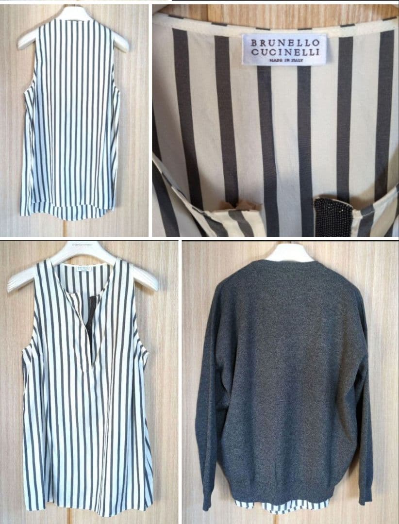 BRUNELLO CUCINELLI カシミヤ Vネックニット Mシルクトップス