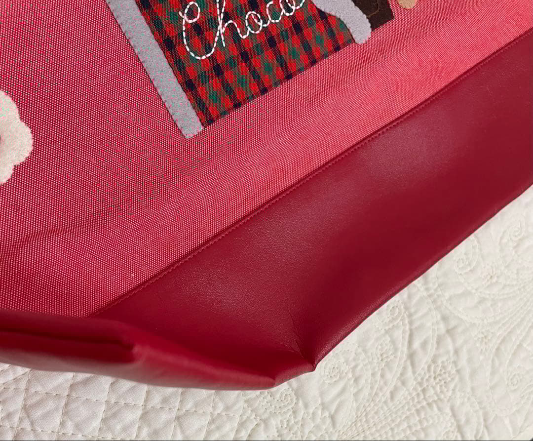 お値下げ　familiar デニムバック　チョコレート