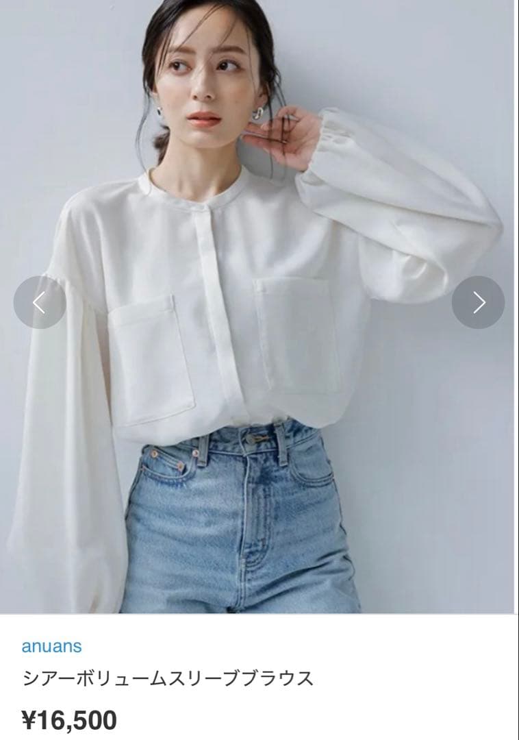 アニュアンス　シアーボリュームスリーブブラウス　アイボリー　シャツ　ブラウス