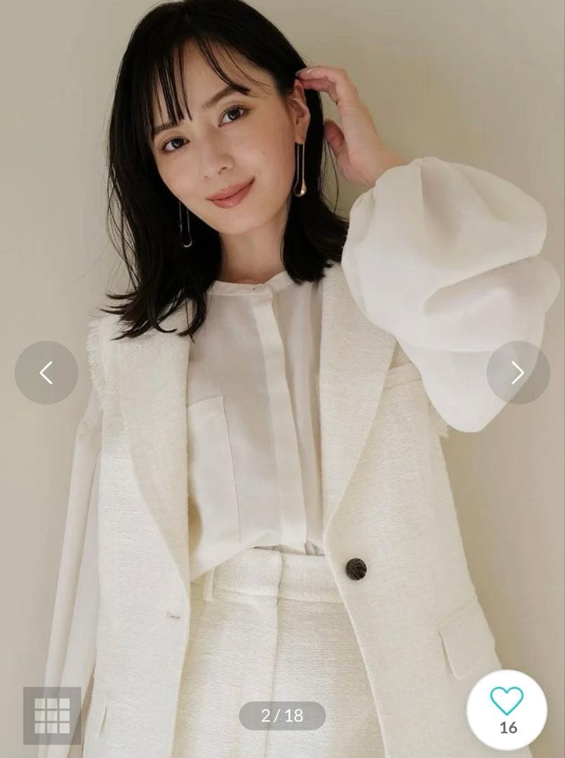 アニュアンス　シアーボリュームスリーブブラウス　アイボリー　シャツ　ブラウス