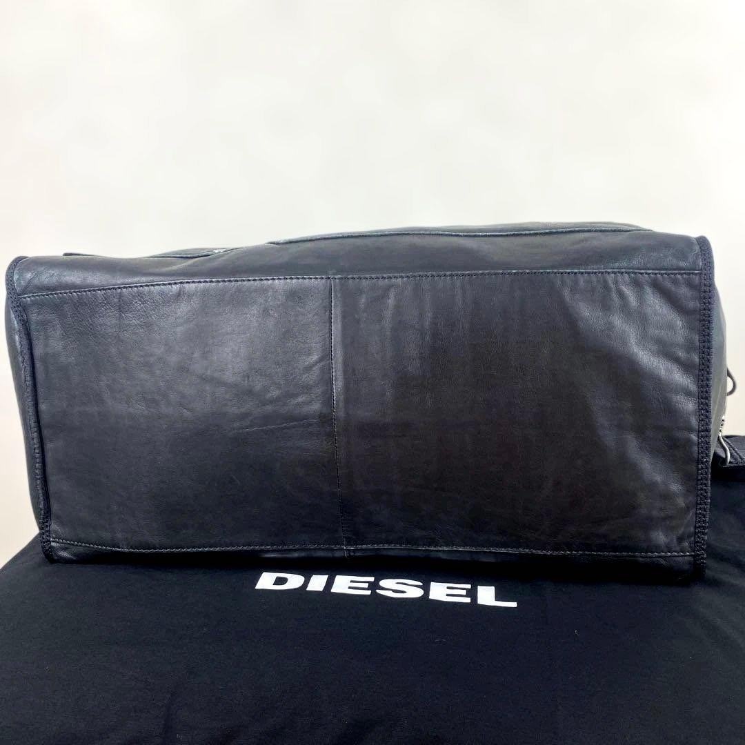 【美品】DIESEL 大型ボストンバッグ 2way Black leather