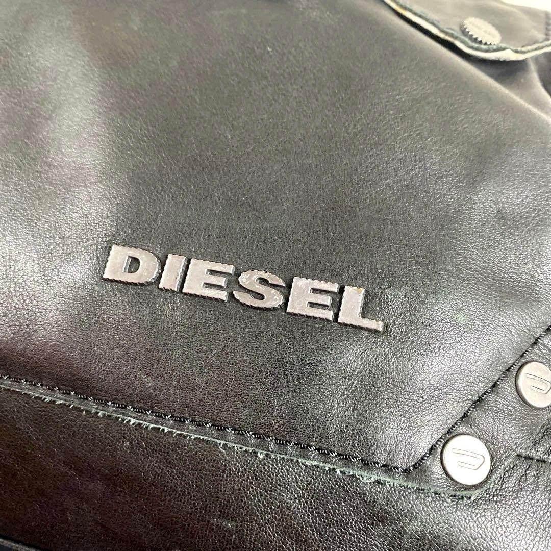 【美品】DIESEL 大型ボストンバッグ 2way Black leather