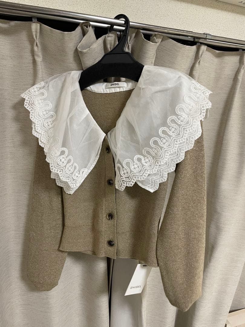 SNIDEL スナイデル レースカラーニットプルオーバー