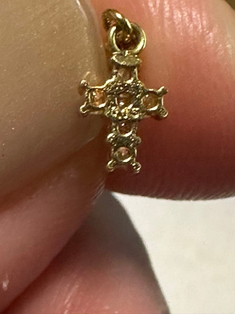 ダイヤ 0.05ct クロス 十字架 ピアス 18金 イエロー ピンク ゴールド