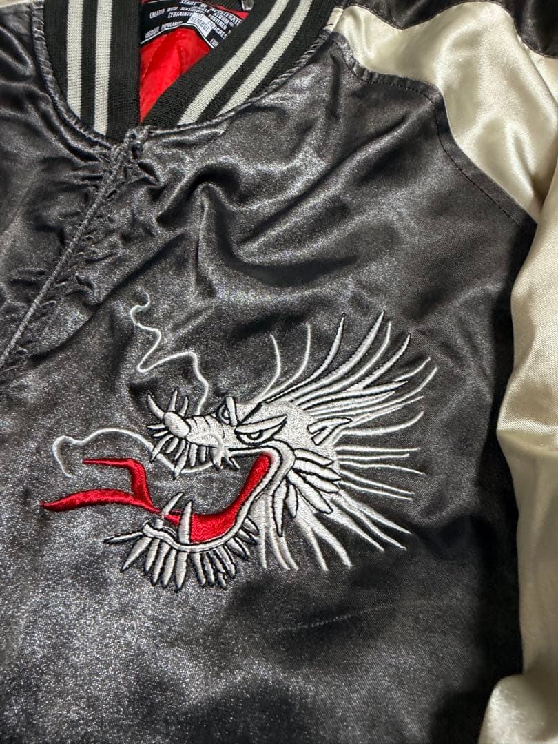 美品 Jungle Storm 日本地図芸者 スカジャン vintage サテン