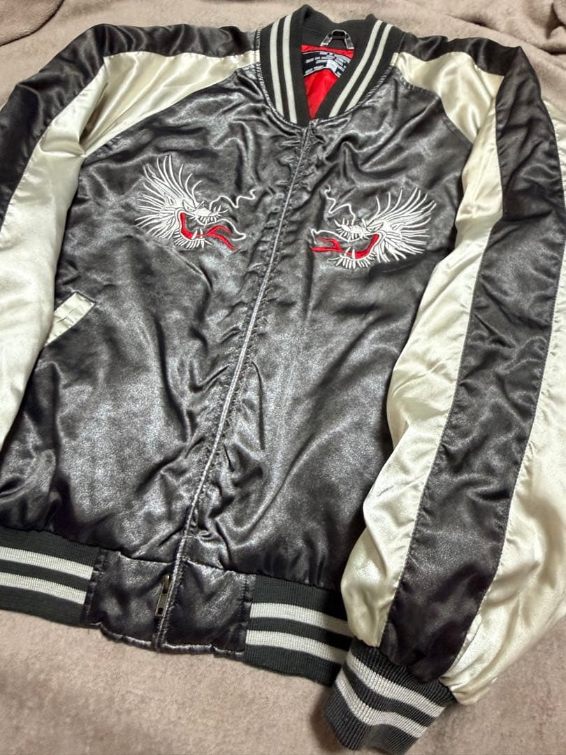 美品 Jungle Storm 日本地図芸者 スカジャン vintage サテン