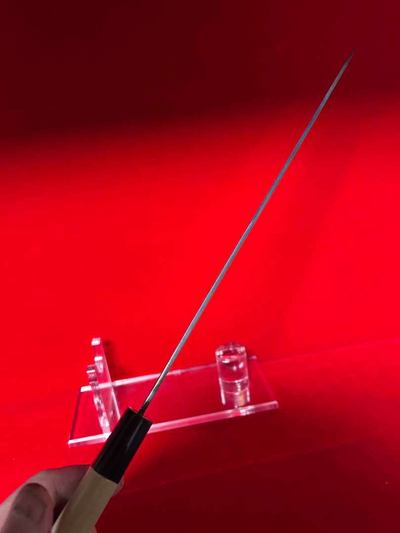 01586 包丁　剣型切付　保勝　津軽打刃物　練鉄　墨流し　尺　箱付　未使用品