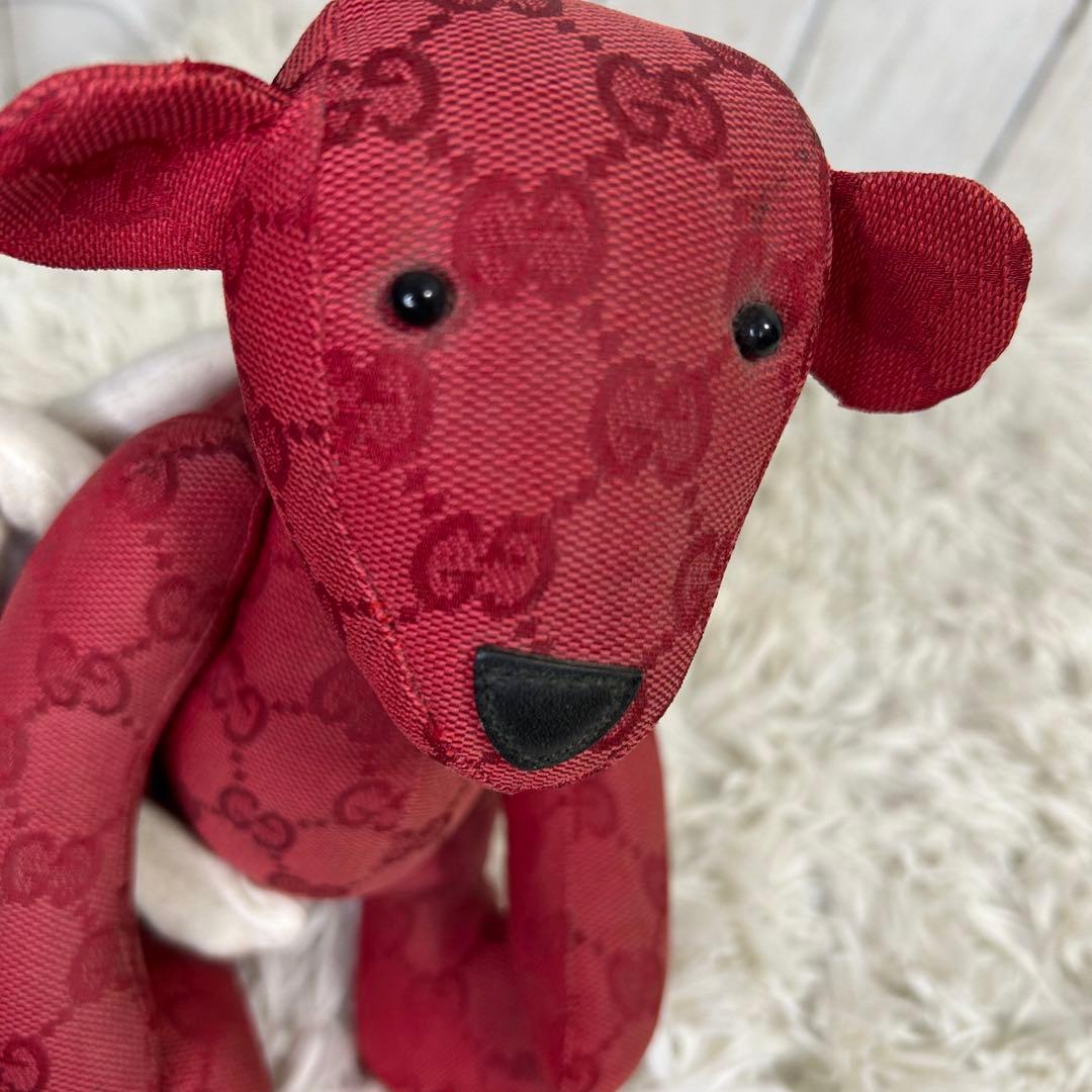 GUCCI テディベア ぬいぐるみ グッチ GG柄 クマ くま GG 赤　レッド